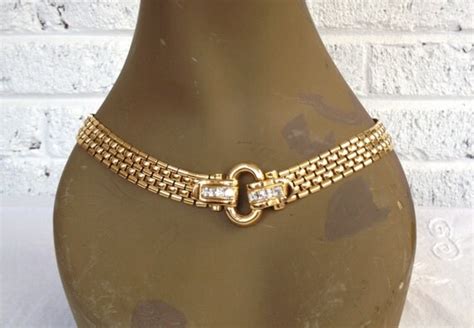 givenchy double strand gold tone necklace square rhinestones|givenchy jewelry for women.